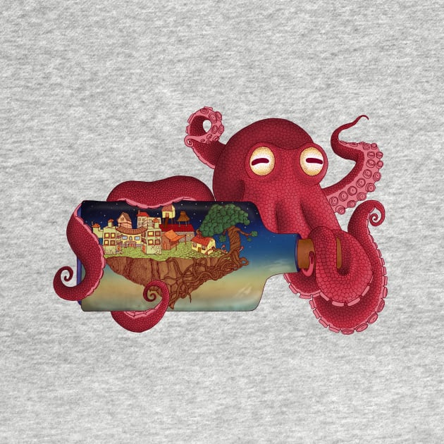 World in bottle: Atalantis (Octopus - monster) by beatrizxe